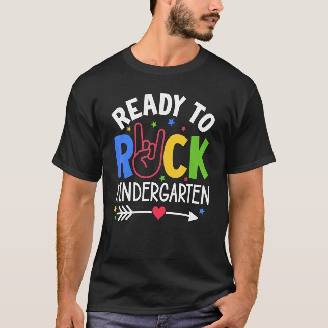 T-shirt Enfants Mets Premier Jour D'École Prêt À Rock Kind (Devant)