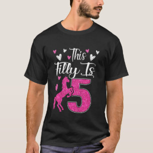 T-shirt Enfants mignonette 5e Anniversaire Fête Cheval fil