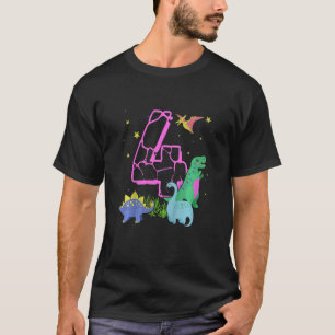 T-shirt Enfants mignonnes 4 ans Dinosaures Rock Célébrent 
