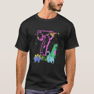 T-shirt Enfants mignonnes 7 ans Dinosaures Rock célèbrent 