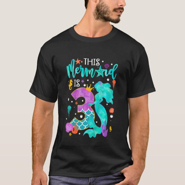 T-shirt Enfants Mignonnes Cette Sirène Est 3 Anniversaire  (Devant)
