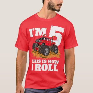 T-shirt Enfants Monster Camion 5e anniversaire garçon 5 an