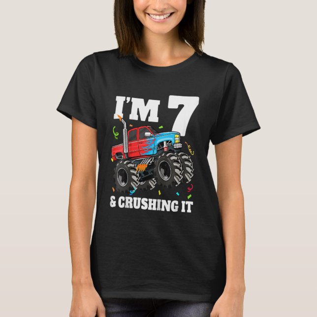 T-shirt Enfants Monster Camion 7e anniversaire garçon 7 an (Devant)