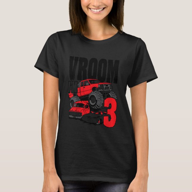 T-shirt Enfants Monster Camion Anniversaire Vroom I'm 3 (Devant)