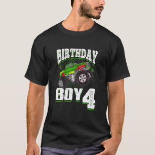 T-shirt Enfants Monster Camion Birthday Boy Is 4 Kids 4th