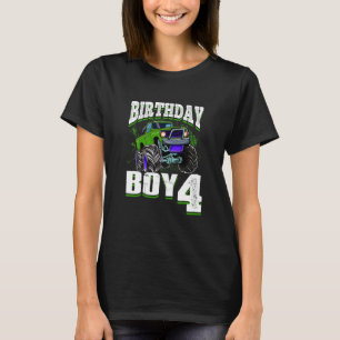 T-shirt Enfants Monster Camion Birthday Boy Is 4 Kids 4th