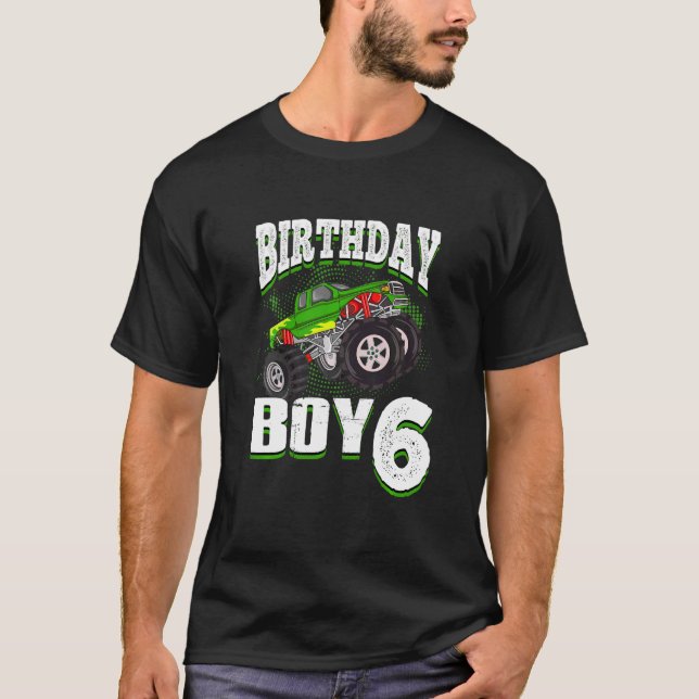 T-shirt Enfants Monster Camion Birthday Boy Is 6 Enfants 6 (Devant)