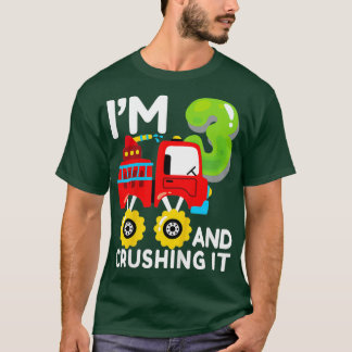 T-shirt Enfants Monster Fire Truck 3e anniversaire fête Fi