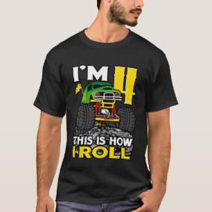 T-shirt Enfants Monster truck 4T Birthday Top I'm 4 This i