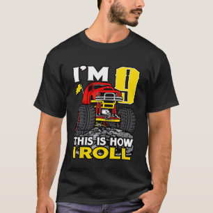 T-shirt Enfants Monster truck 9th Birthday Top I'm 9 This 