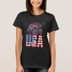 T-shirt Enfants Monster Truck Toddler Boys American Flag