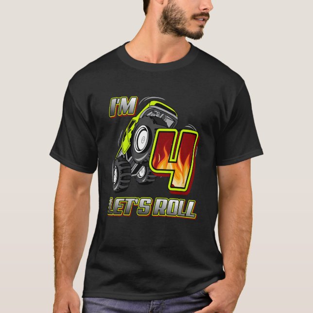 T-shirt Enfants Monster Trucks 4e anniversaire J'ai 4 ans  (Devant)