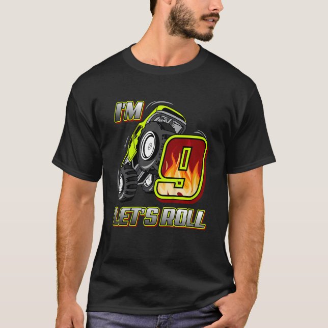 T-shirt Enfants Monster Trucks 9e anniversaire J'ai 9 ans  (Devant)