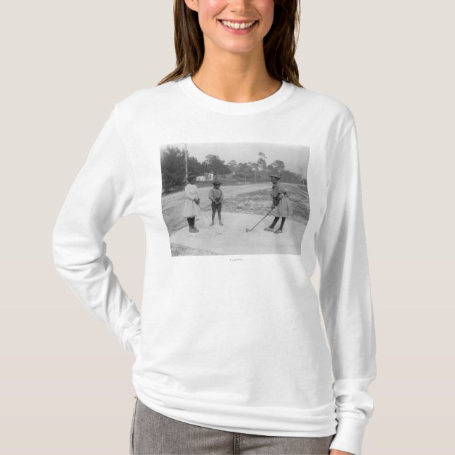 T-shirt Enfants noirs jouant la photographie de golf (Devant)