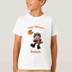 T-shirt Enfants Nom Halloween Cute Chat Noir Chat Chat Cha