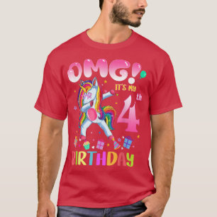 T-shirt Enfants OMG C'Est Mon 4ème Anniversaire Filles Dab