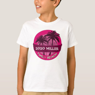 T-shirt Enfants palmier rose nom personnalisé reunion
