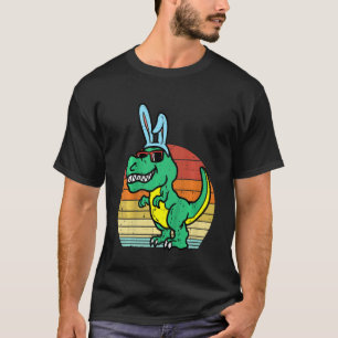 T-shirt Enfants Pâques Trex Bunny Sunset Retro Dinosaur Ga