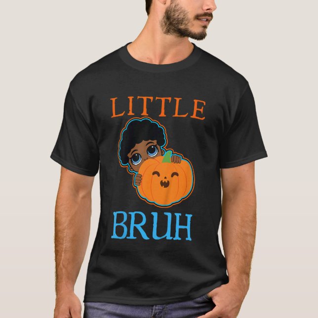 T-shirt Enfants Petit Bruh Bébé Bro Citrouille Dans Le Pat (Devant)