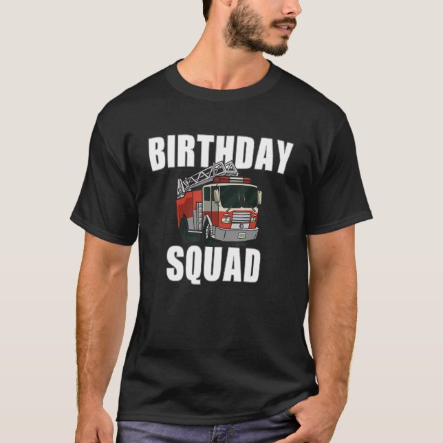 T-shirt Enfants Pompier Anniversaire Squad Fire Truck Boy  (Devant)