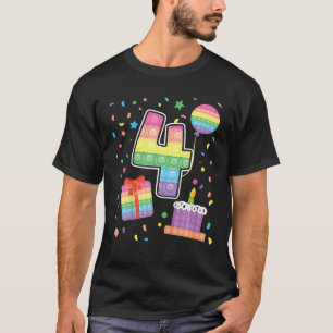 T-shirt Enfants Pop It 4E Anniversaire Fille Garçons 4 Ans