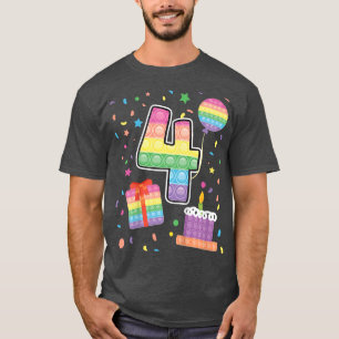 T-shirt Enfants Pop It 4th Birthday Girls Boys 4 Years Fid