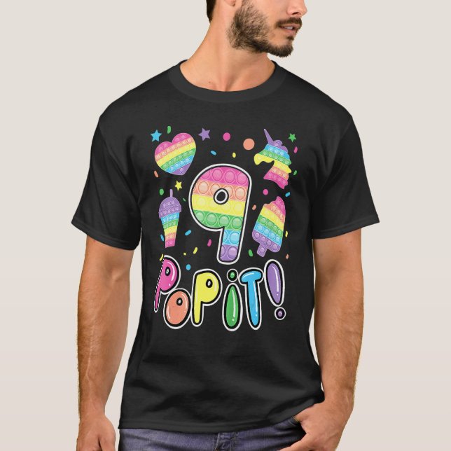 T-shirt Enfants Pop It 9th Birthday Girls Boys 9 Years Old (Devant)