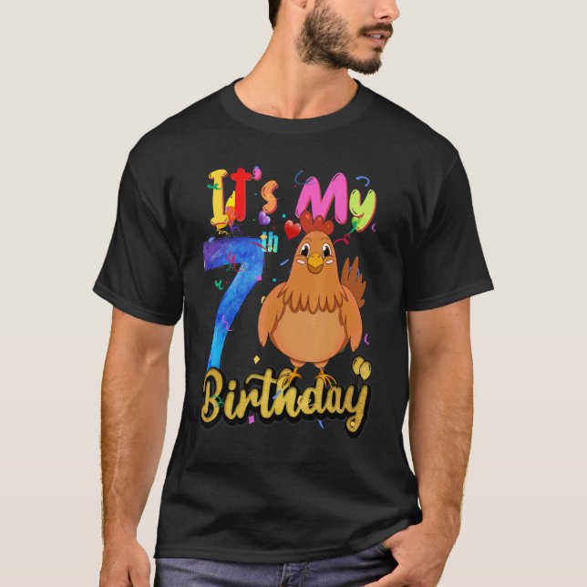 T-shirt Enfants Poulets 7e anniversaire 7 ans Filles fille (Devant)