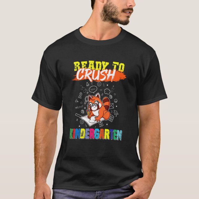 T-shirt Enfants Prêts À Écraser La Maternelle Rouge Panda  (Devant)