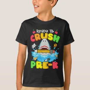 T-shirt Enfants Prêts À Écraser Le Requin Pré-K Retour À L