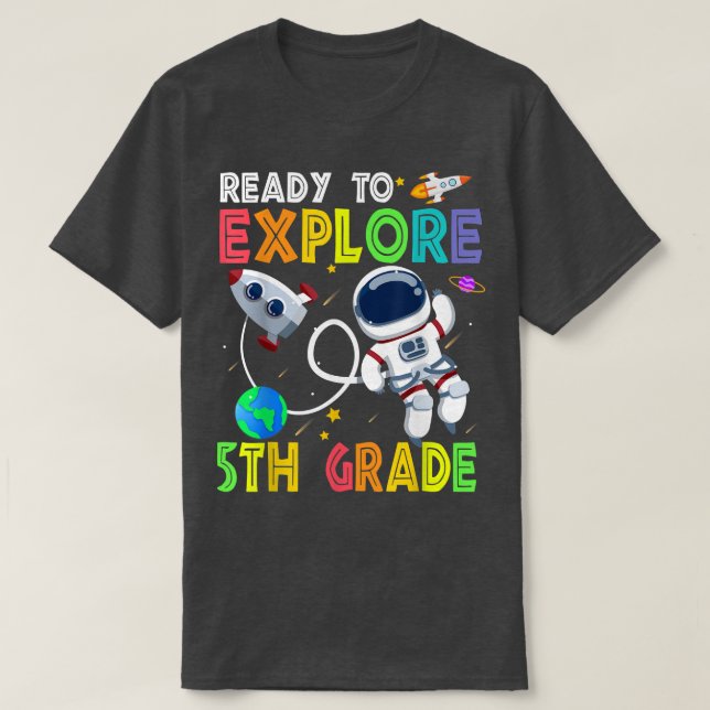 T-shirt Enfants prêts à explorer la 5e année Cute Astronau (Design devant)