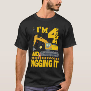 T-shirt Enfants quatre 4ans 4e anniversaire Excavateur 4 a