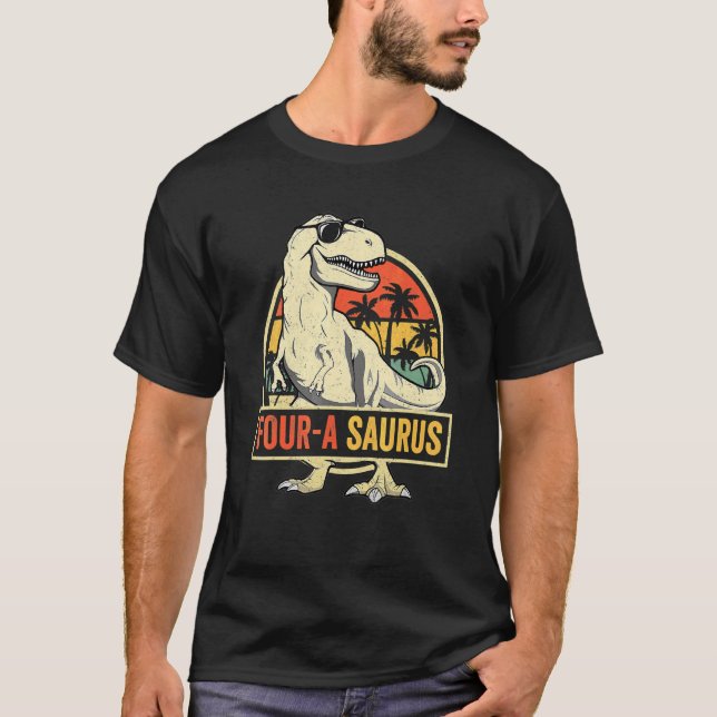 T-shirt Enfants Quatre A Saurus Anniversaire Rex 4 Anniver (Devant)
