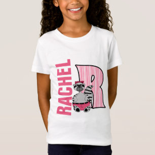 T-Shirt Enfants "R" Monogrammé Raccoon rose rayé