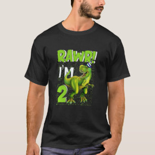 T-shirt Enfants Raw I'm 2 Birthday Boy Dinosaur 2 Year old