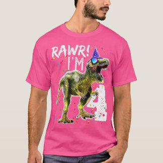 T-shirt Enfants Rawr I M 4 4E Anniversaire T Rex Dinosaur