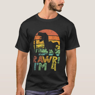 T-shirt Enfants Rawr Im 4 4e anniversaire Rex 4 ans Garçon
