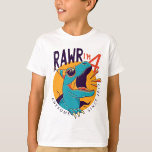 T-shirt Enfants Rawr I'm 4 4e anniversaire T Rex Dinosaur