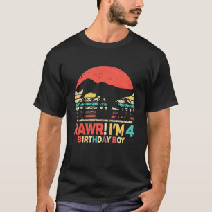 T-shirt Enfants Rawr I'm 4 Dinosaur Rex 4th Birthday Boy 4