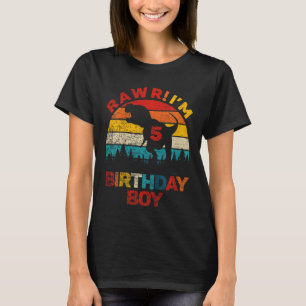 T-shirt Enfants Rawr Im 5 Dinosaur 5e anniversaire garçon 