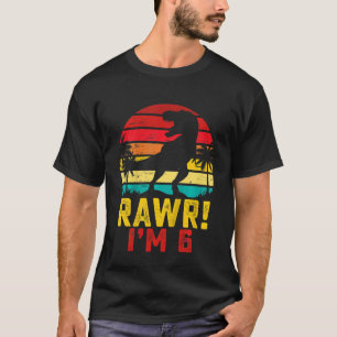 T-shirt Enfants Rawr I'm 6 6 Ans Garçon Dinosaur Rex 6th B