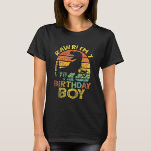 T-shirt Enfants Rawr Im 7 7Anniversaire Garçon Rex Dinosau