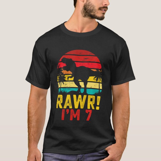 T-shirt Enfants Rawr I'm 7 Dinosaur 7e Anniversaire Rex 7  (Devant)