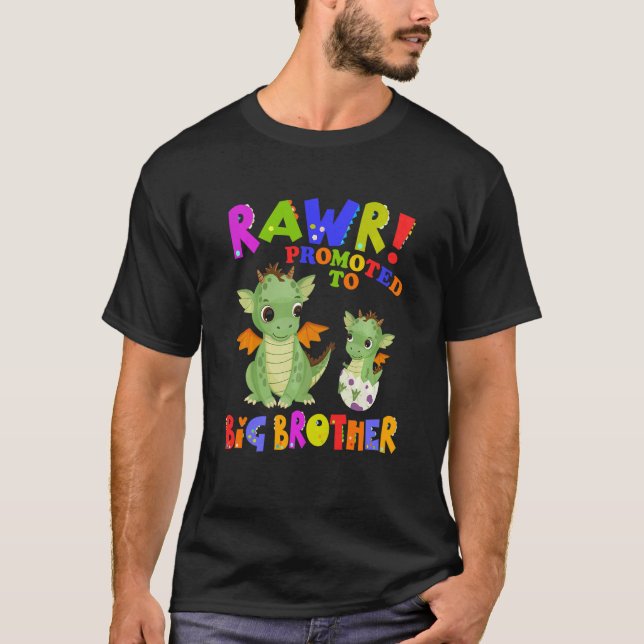 T-shirt Enfants Rawr Promu À Big Brother Cute Dragon Baby (Devant)