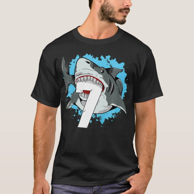 T-shirt Enfants requin 7e anniversaire garçon 7 sept requi (Devant)