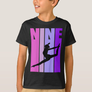 T-shirt Enfants Retro Girls Gymnastique 9 9ème Anniversair