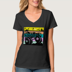 T-shirt Enfants Retro Monster Camion Bunny Pâques Joyeux P