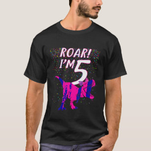 T-shirt Enfants Roar Dinosaur I m 5 année Anniversaire Fil