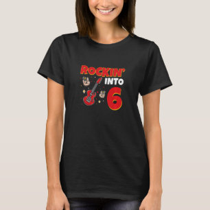 T-shirt Enfants Rockin Into 6 Rockstar Guitare 6 Ancien 6è