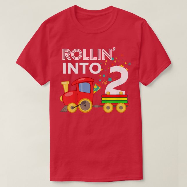 T-shirt Enfants Rollin' en 2 train 2e fête d'anniversaire  (Design devant)